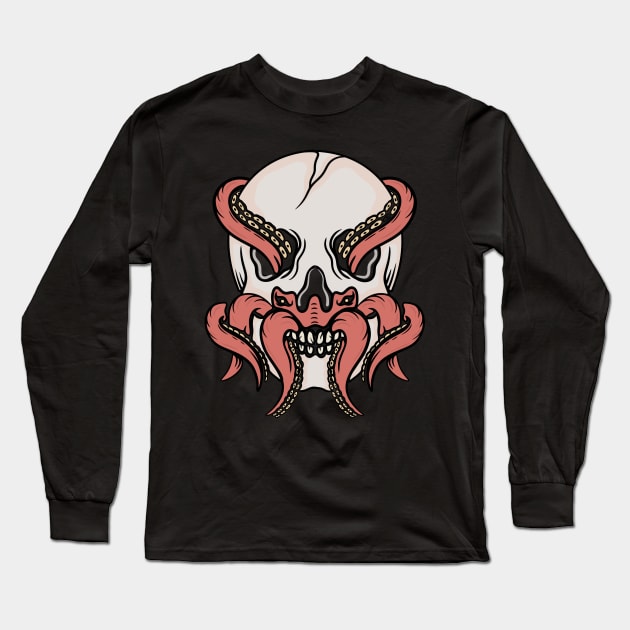 Octopus and skull Long Sleeve T-Shirt by gggraphicdesignnn